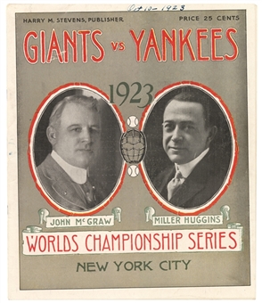 1923 World Series Program From 10/10/1923 New York Yankees vs. New York Giants Featuring Babe Ruth, Casey Stengel & More! Yankees First World Series Championship